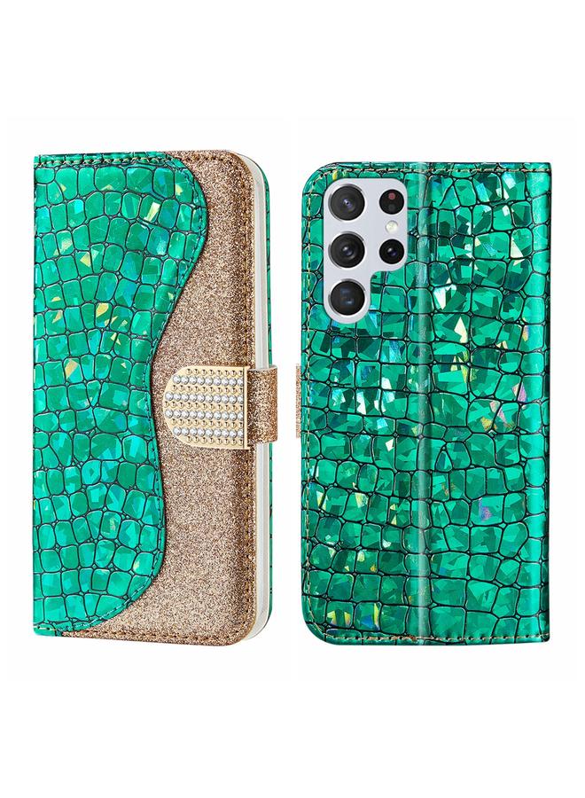 اس-توب جراب لهاتف Samsung Galaxy S23 Ultra 5G مصنوع من جلد التمساح اللامع بالليزر - Image 1