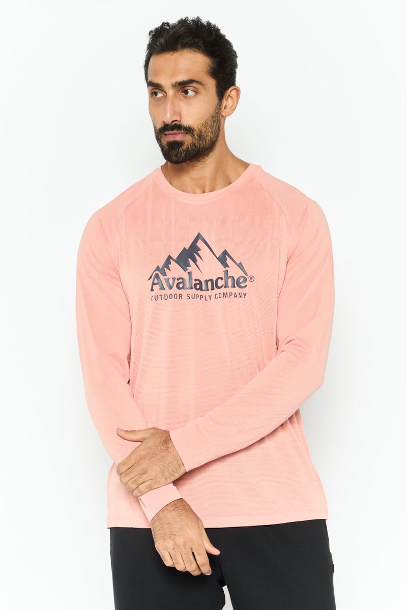 Avalanche Men Sportswear Fit Long Sleeves Outdoor T-Shirt, Pink - Image 1
