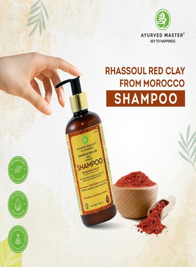 Ayurved Master Moroccan Rhassoul Red Clay Shampoo For Nourishing Hair Vitalty Enriched With Pro Vitamin A, E & B5 Helps Strengthen, Soften and Restore Hair Shine - 300ml - Image 4