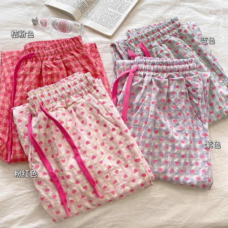 Cute Printed Lounge Pants for Women - High Waist Wide Leg - Image 2