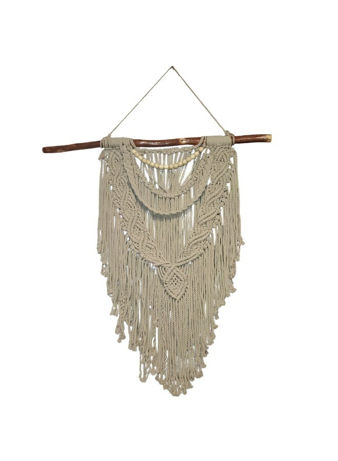 Macramé Wall Hanging on Wooden Rod, Knotted Decorative Wall Décor, 40 cm - Image 2
