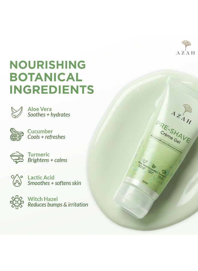 Azah Pre-Shave Gel For Women With Aloe Vera & Cucumber| Free from Sulphates & Parabens | No Razor Burns or Cuts | Best for Smooth Facial Shaves & Moisturizing | For All Skin Types - 50 ml - Image 3