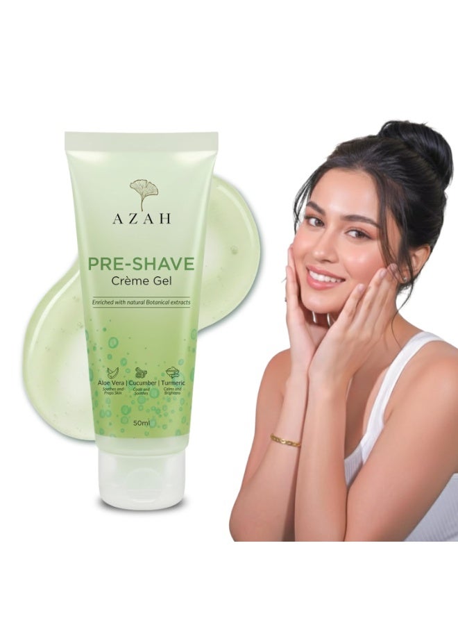 Azah Pre-Shave Gel For Women With Aloe Vera & Cucumber| Free from Sulphates & Parabens | No Razor Burns or Cuts | Best for Smooth Facial Shaves & Moisturizing | For All Skin Types - 50 ml - Image 1
