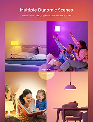 Govee Smart Light Bulbs, WiFi Bluetooth Color Changing Bulbs, Music Sync, 54 Dynamic Scenes, 16 Million DIY Colors RGB Light Bulbs, Work with Alexa, Google Assistant, 800 Lumen, 8 Pack - Image 4
