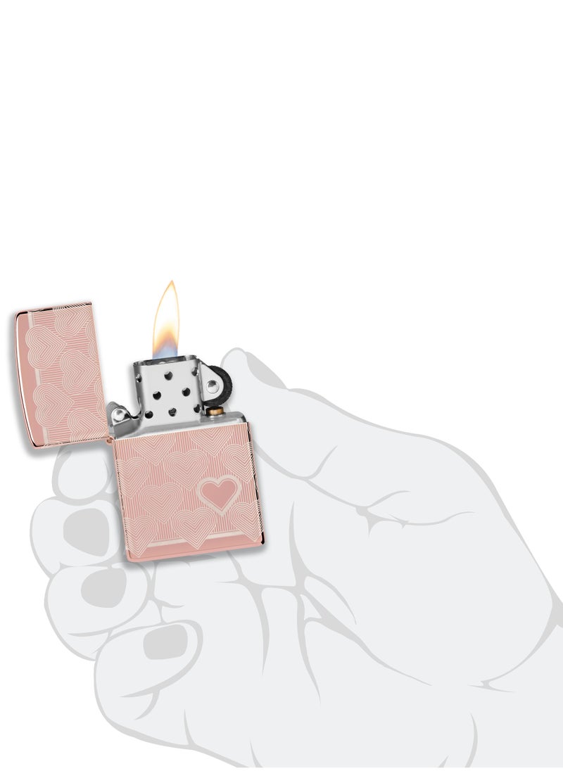Zippo ولاعة مقاومة للرياح بتصميم على شكل قلب باللون الذهبي الوردي عالي اللمعان  - Image 5