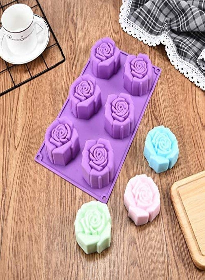 NF Noble Foods Rose (C) Shape 6 Cavity Silicone Muffin Cupcake Baking Mould Soap Tray (Weight of Soap Approx 100-110 Grams) - Image 3