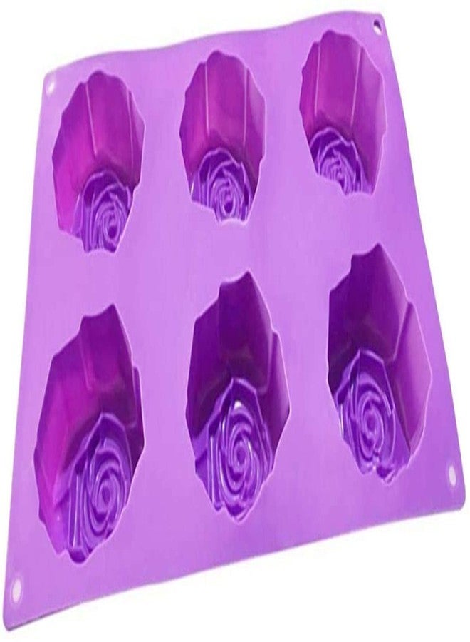 NF Noble Foods Rose (C) Shape 6 Cavity Silicone Muffin Cupcake Baking Mould Soap Tray (Weight of Soap Approx 100-110 Grams) - Image 2