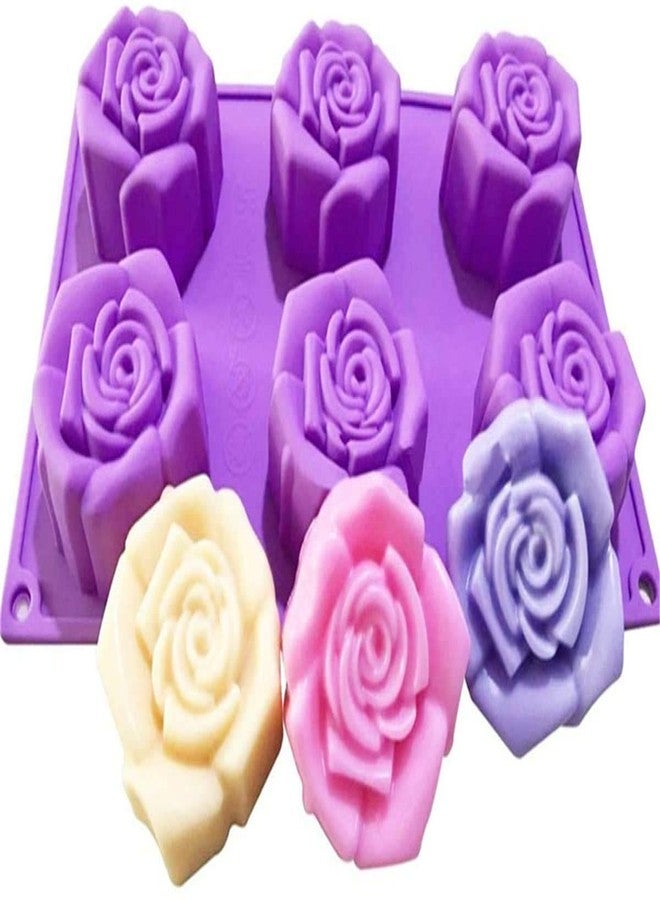 NF Noble Foods Rose (C) Shape 6 Cavity Silicone Muffin Cupcake Baking Mould Soap Tray (Weight of Soap Approx 100-110 Grams) - Image 1