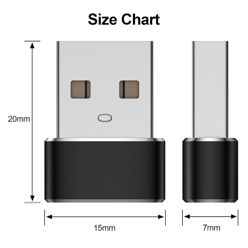 Tobfit Tobfit USB to USB C Adapter 2Pack,for Phone 16 16e 15 Car Charger Plug,Type C Female to A Male Cable Block Converter for Phone 14 13 Pro Max Plus,Airpod 4,iPad mini 7,iWatch 10,Galaxy S25 (Black) - Image 4