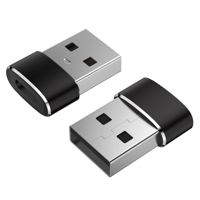 Tobfit Tobfit USB to USB C Adapter 2Pack,for Phone 16 16e 15 Car Charger Plug,Type C Female to A Male Cable Block Converter for Phone 14 13 Pro Max Plus,Airpod 4,iPad mini 7,iWatch 10,Galaxy S25 (Black) - Image 1