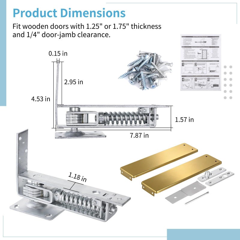 Gold Stainless Steel Self Closing Spring Pivot Hinge for Wood Door - Image 4
