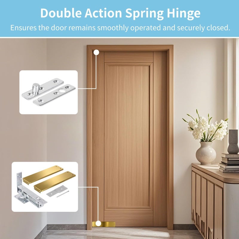 Gold Stainless Steel Self Closing Spring Pivot Hinge for Wood Door - Image 5