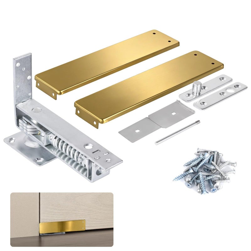 Gold Stainless Steel Self Closing Spring Pivot Hinge for Wood Door - Image 2