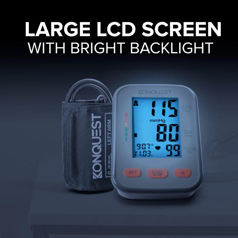 Konquest KBP2704A Blood Pressure Monitor  Automatic Upper Arm BP Machine with Large Cuff 85165 in Backlit Display Digital Irregular Heartbeat Detector  Tensiometro for Home Use - Image 5