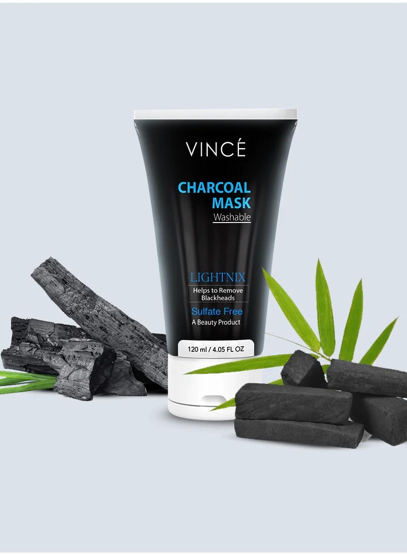 فينس قناع الفحم للوجه - ينظف المسام بعمق ويزيل الأوساخ والشوائب والرؤوس السوداء - يقلل من خلايا الجلد الميتة ويكشف عن بشرة متوهجة - خالٍ من الكبريتات - قابل للغسل، 120 مل - Image 3