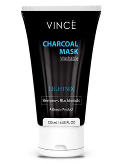VINCE Charcoal Face Mask – Deeply Cleanses Pores, Removes Dirt, Impurities & Blackheads – Reduces Dead Skin Cells & Reveals a Glowing Complexion – Sulfate-Free – Washable, 120ml  - Image 1