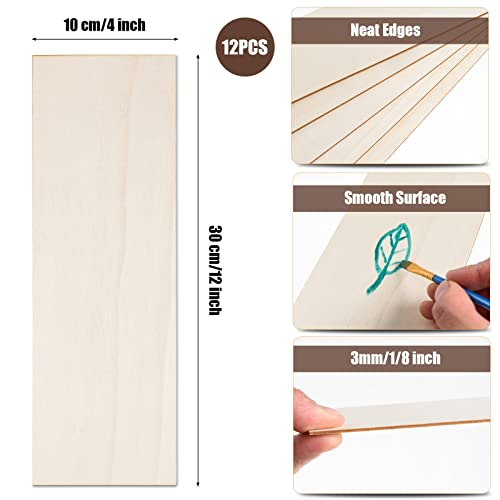 AWIZOM 12 Pack Basswood Sheets for Crafts 12 x 4 x 1/8 Inch-3 mm Thick Unfinished Plywood Sheets Thin Craft Wood Sheets Boards for Drawing,Painting, Wood Engraving, Wood Burning,DIY Laser Cutting Projects - Image 2