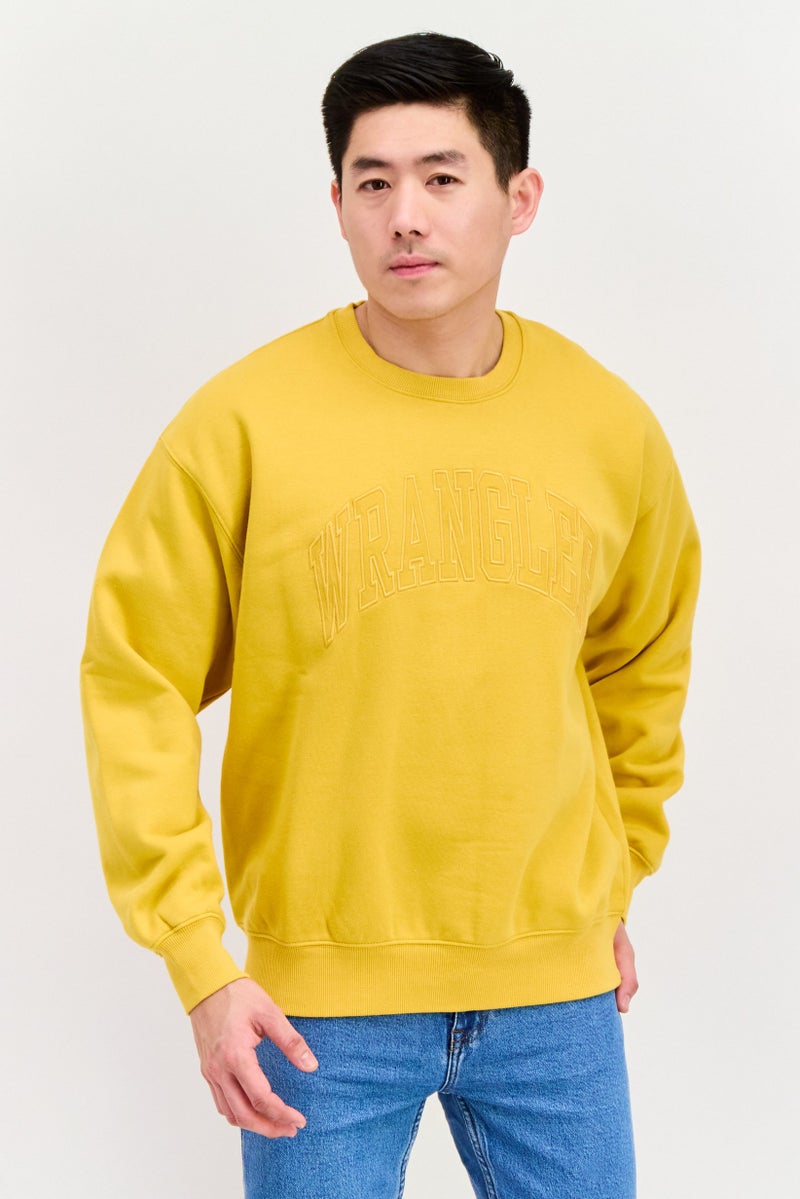 Wrangler Men Crew Neck Long Sleeve Graphic Sweatshirt, Yellow - Image 1