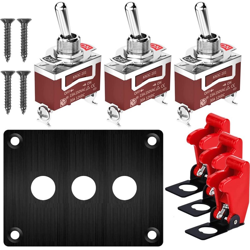 Gebildet مفتاح هزاز ثلاثي الوضعيات من جيبيلديت بلوحة معدنية 15A 250VAC/20A 12VDC SPST موضعان ثنائي الأطراف تشغيل/إيقاف بلوحة مع غطاء أمان - Image 1