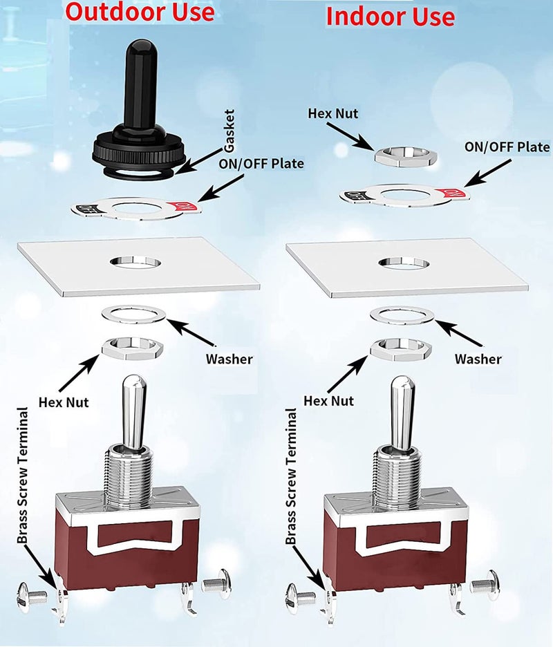 Gebildet مفتاح هزاز ثلاثي الوضعيات من جيبيلديت بلوحة معدنية 15A 250VAC/20A 12VDC SPST موضعان ثنائي الأطراف تشغيل/إيقاف بلوحة مع غطاء أمان - Image 5