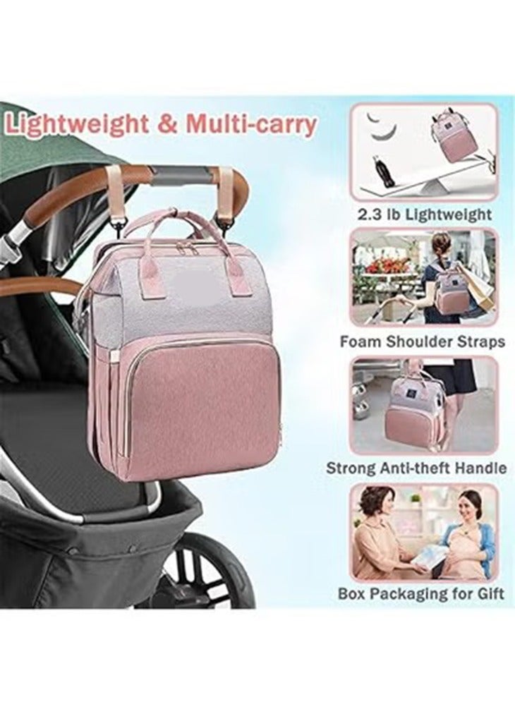 جونيس شنطة ظهر لتغيير حفاضات للاطفال اوكسفورد 900 دي بمنفذ USB مع شريط العاب من ام جي، للام والاب للسفر، تصلح لهدايا حفل استقبال المولود، سعة كبيرة 3 للاولاد وللبنات، زهري، جي تيك، من دي ام جي تيك - Image 4