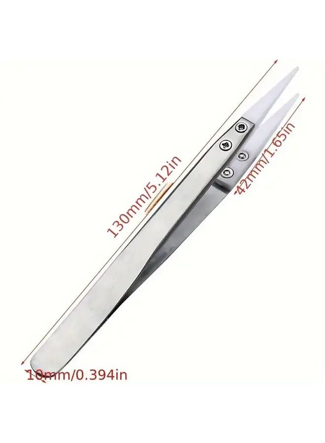 1pc Heat Resistant Ceramic Tweezers Insulated Non Conductive Stainless Steel Tool - Image 4