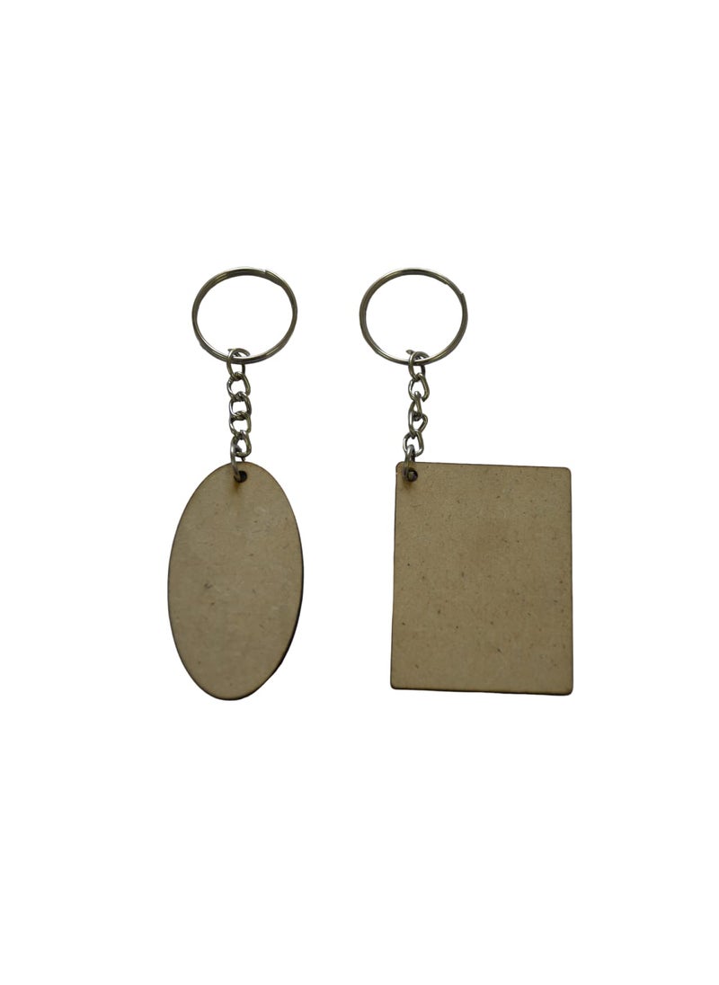 Generic Ecomology Pack of 40 20Rectangle 20Oval 2 Shapes Key Chains with Ring 50 x 50 mm Mandala Art MDF Board Suitable for Decoupage MDF Art Key Chains and Activity Decoupage Craft Supplies  - Image 2