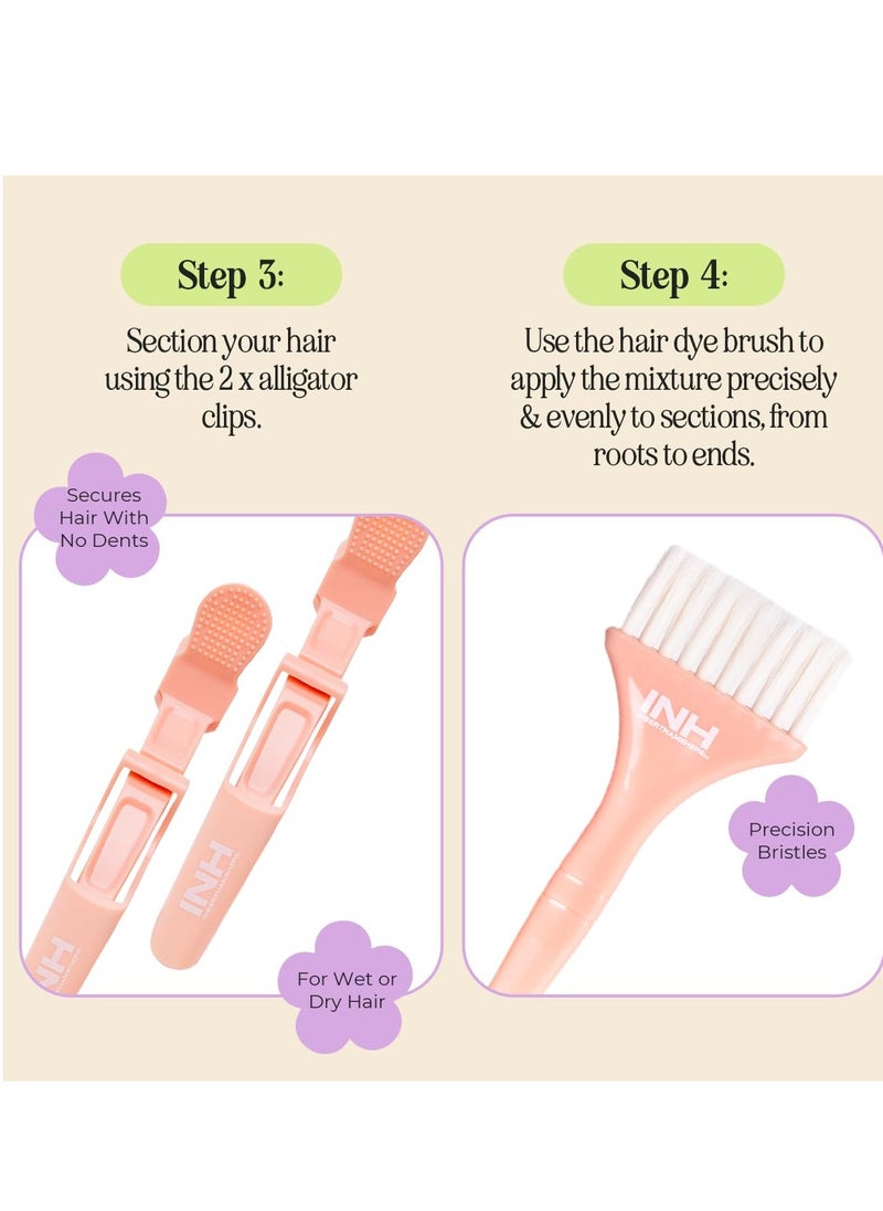 INH INH Hair Dye Kit | Hair Dye Brush and Bowl Set with Hair Color Gloves, 2 Alligator Clips & Cap for Dyeing, Tinting, Bleaching, Highlighting, Permanent & Semi Permanent Hair Color, Masks, & Treatments  - Image 3