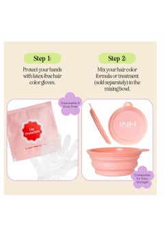 INH INH Hair Dye Kit | Hair Dye Brush and Bowl Set with Hair Color Gloves, 2 Alligator Clips & Cap for Dyeing, Tinting, Bleaching, Highlighting, Permanent & Semi Permanent Hair Color, Masks, & Treatments  - Image 5