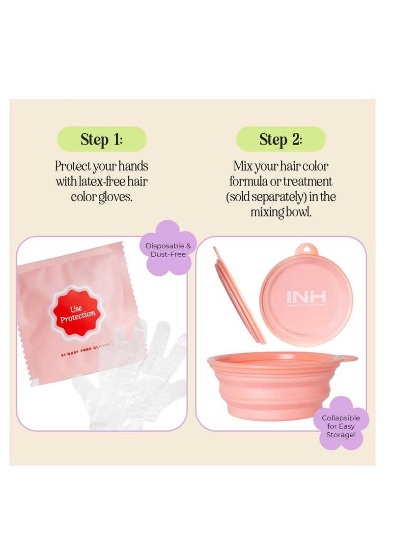 INH INH Hair Dye Kit | Hair Dye Brush and Bowl Set with Hair Color Gloves, 2 Alligator Clips & Cap for Dyeing, Tinting, Bleaching, Highlighting, Permanent & Semi Permanent Hair Color, Masks, & Treatments  - Image 5