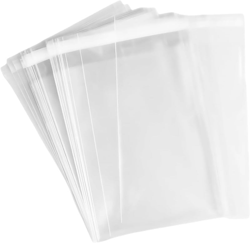 erioctry 100 Pcs 4 3/4 X 6 1/2 Inch Clear Automatic Sealing Cello Cellophane Bags Food Safe Self-Sealing Resealable Treat Bags Good for Bakery Candy Chocolate Candle Cookie Poly Bags - Image 1