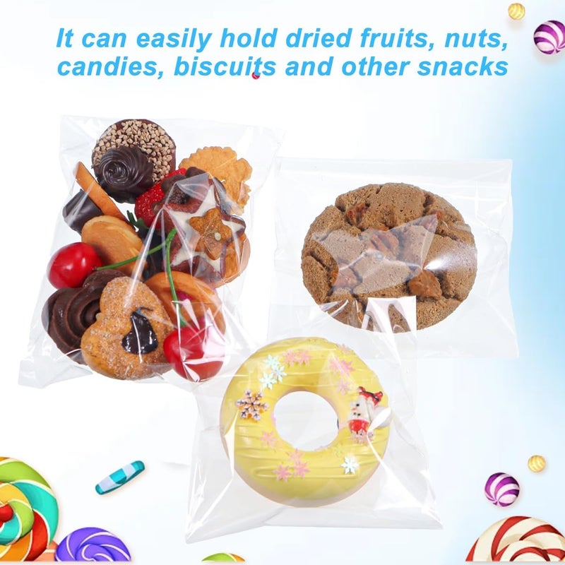 erioctry 100 Pcs 4 3/4 X 6 1/2 Inch Clear Automatic Sealing Cello Cellophane Bags Food Safe Self-Sealing Resealable Treat Bags Good for Bakery Candy Chocolate Candle Cookie Poly Bags - Image 4