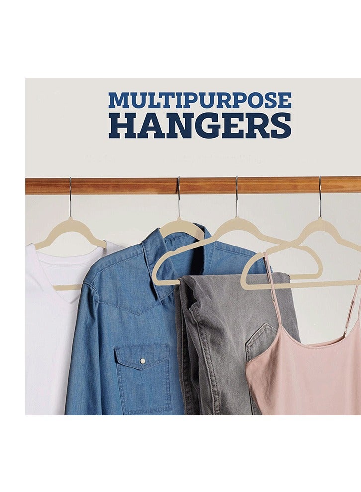 50 Beige Non-Slip Flocking Hangers, Sturdy Hangers, Heavy-Duty Hangers, Durable Ultra-Thin, Saving Closet Space - Image 3