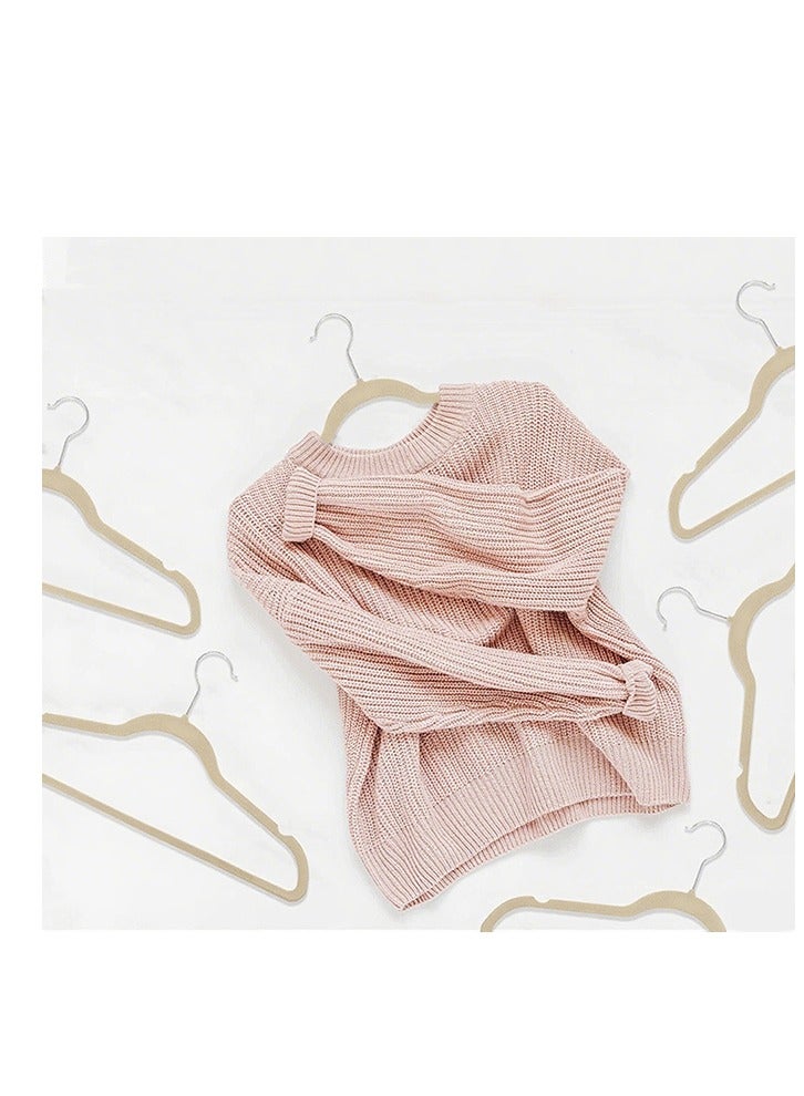50 Beige Non-Slip Flocking Hangers, Sturdy Hangers, Heavy-Duty Hangers, Durable Ultra-Thin, Saving Closet Space - Image 2