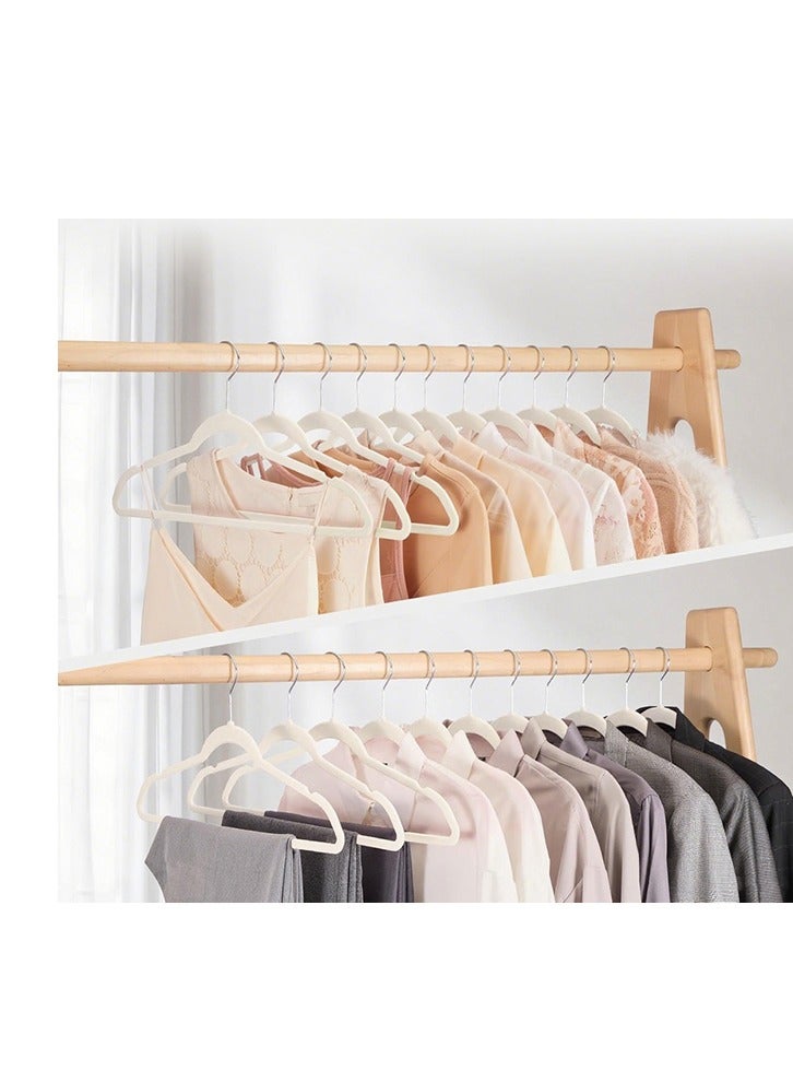50 Beige Non-Slip Flocking Hangers, Sturdy Hangers, Heavy-Duty Hangers, Durable Ultra-Thin, Saving Closet Space - Image 4