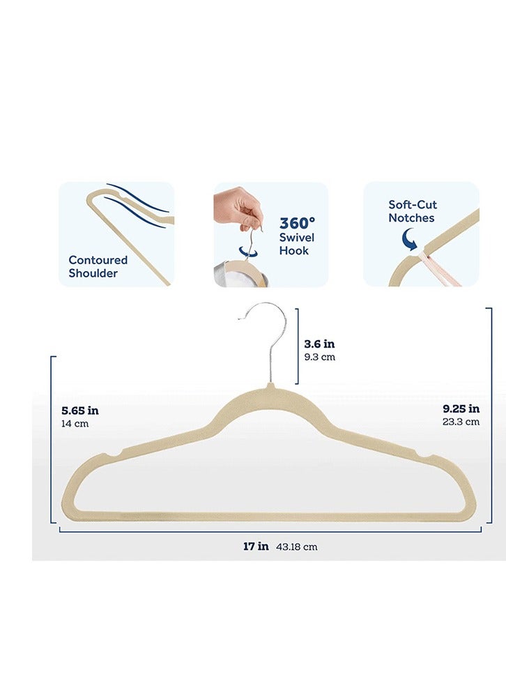 50 Beige Non-Slip Flocking Hangers, Sturdy Hangers, Heavy-Duty Hangers, Durable Ultra-Thin, Saving Closet Space - Image 5
