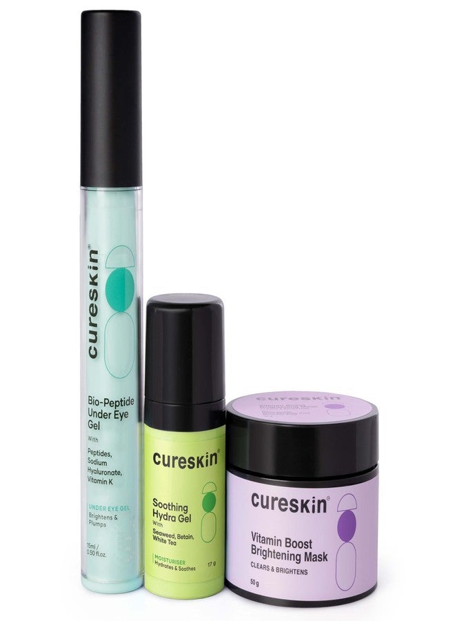 Cureskin 3-in-1 Skin Radiance Kit | Under Eye Gel + Vitamin Boost D-Tan Mask + Soothing Hydration Gel - Image 1
