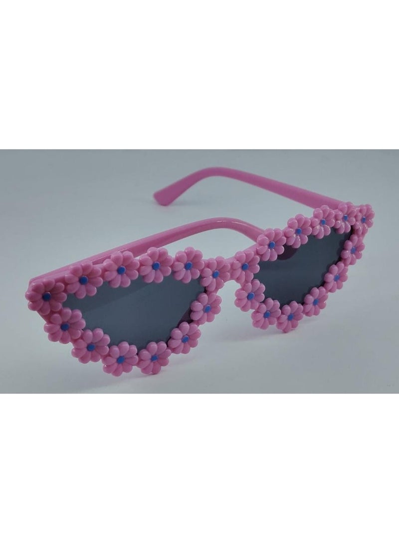 ماركة غير محددة نظارة شمسية للأطفال بتصميم قطّة أنيق ونقشة عباد الشمس – حماية UV وأسلوب مرح - وردى  - Image 2
