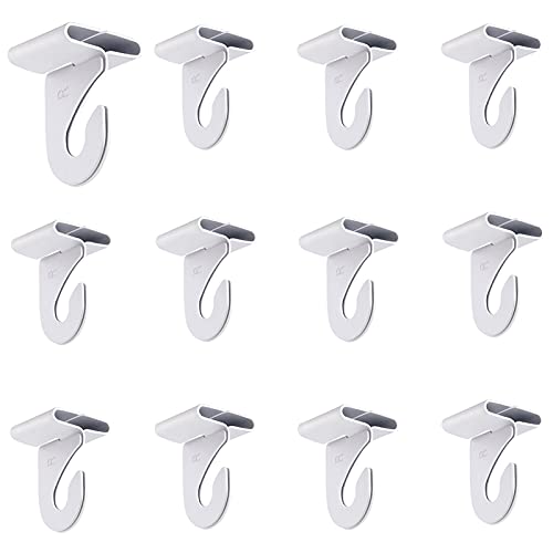 Gansita 12 Pair Drop Ceiling Hooks, T-Bar Track Clip Suspended Ceiling Hooks,White Heavy Duty Ceiling Hooks for Hanging Plants & Decorations, Metal T-Bar Hooks for Suspended Drop Ceiling Tiles - Image 1