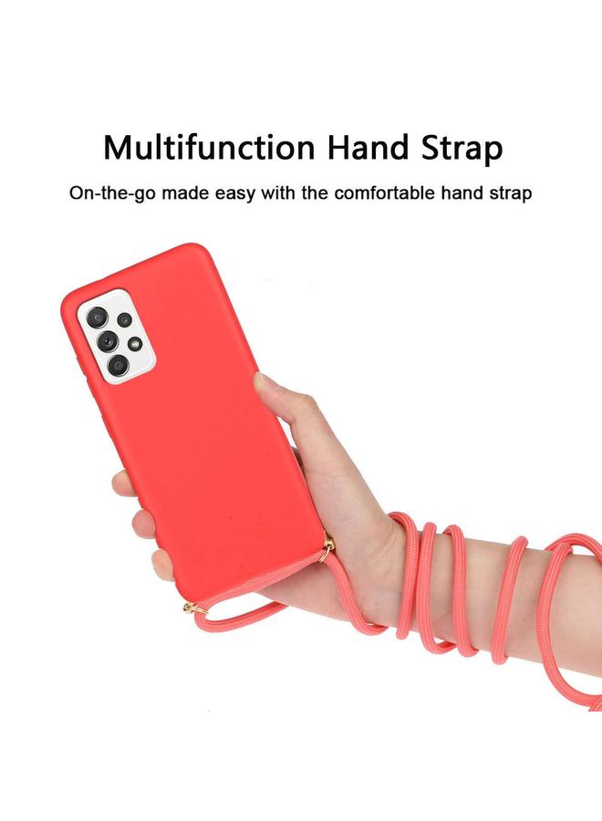 اس-توب جراب لهاتف Samsung Galaxy A73 مصنوع من مادة قش القمح + جراب واقٍ من مادة TPU مع حبل - Image 3