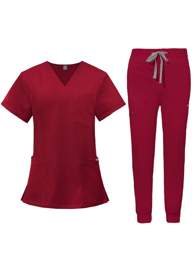NIBEMINENT Beauty Spa Salon Clothes Doctor Nursing Uniforms Medical Scrubs Set V-neck Tops Pants Clinical Nurse Surgery Uniform - Image 1