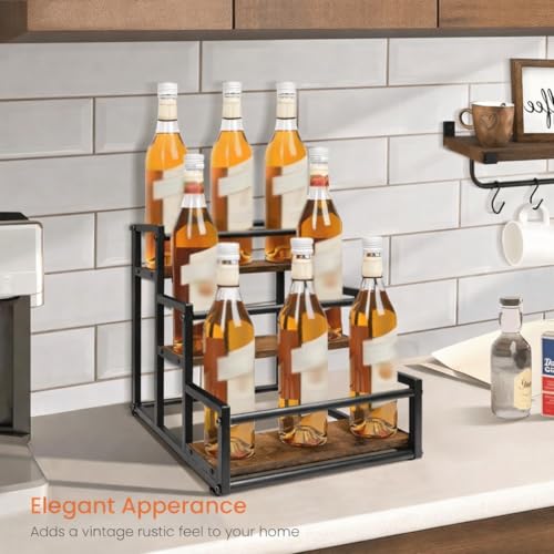 OGFC 11136 Classic Space saving Coffee Syrup Rack Organizer, 12 Bottle Syrup Holder Stand for Coffee Bar, 3 Tier Shelf Storage Rack for Liquor Syrup Wine for Kitchen, Coffee Station - Black - Image 2