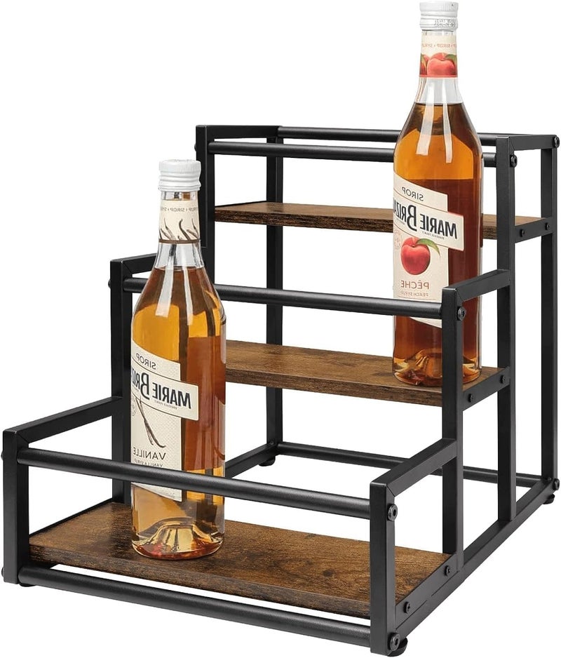 OGFC 11136 Classic Space saving Coffee Syrup Rack Organizer, 12 Bottle Syrup Holder Stand for Coffee Bar, 3 Tier Shelf Storage Rack for Liquor Syrup Wine for Kitchen, Coffee Station - Black - Image 1
