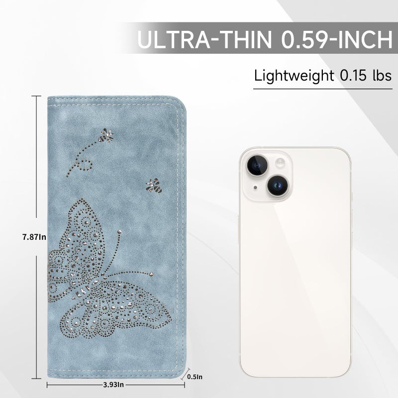 KITEVIUN RFID Wallet Women Ultra Slim Thin Womens Wallet Compact Clutch Long Ladies Wallet for Women BLUE - Image 2