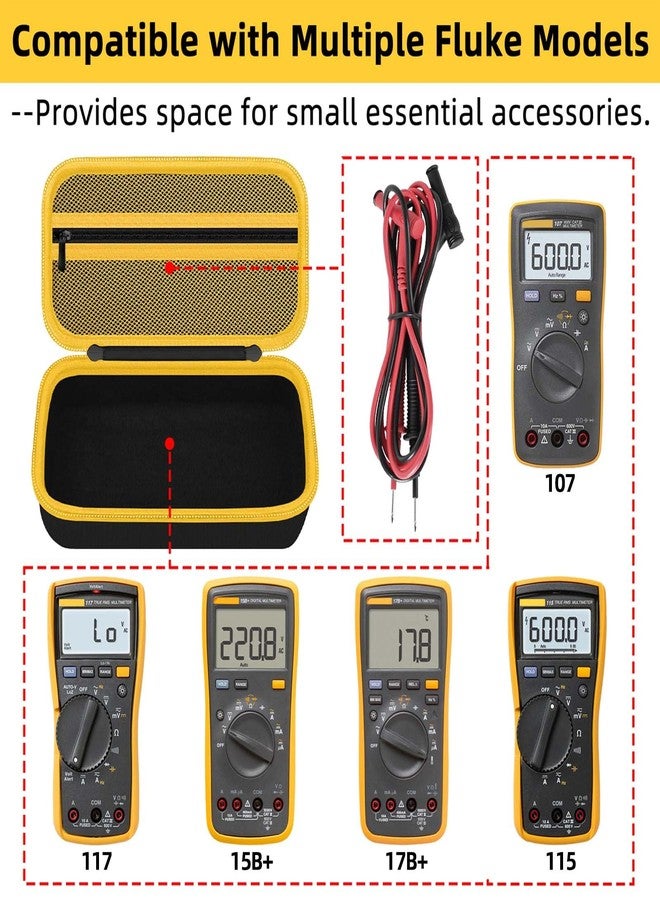هسبلس حقيبة حمل HESPLUS لأجهزة اختبار وملحقات أجهزة القياس المتعدد Fluke 15B+/17B+/Fluke 101/117/115/116/114/113/177/179/233/106/107، وحقيبة تخزين منظم لأجهزة القياس المتعدد - لون أسود (الحقيبة فقط) - Image 5