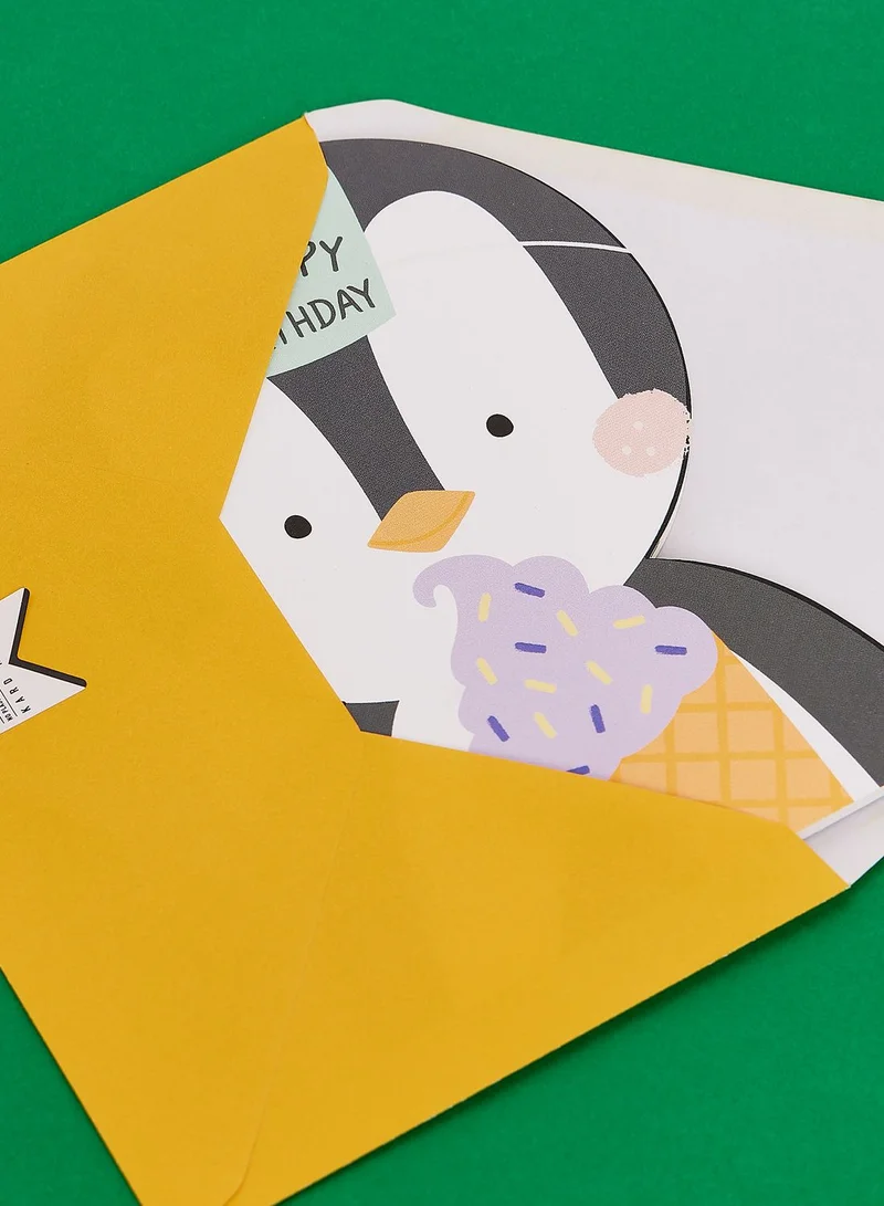 Raspberry Blossom Happy Birthday (Penguin) Greeting Card