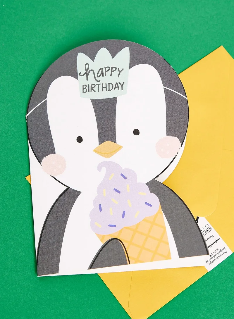 Raspberry Blossom Happy Birthday (Penguin) Greeting Card