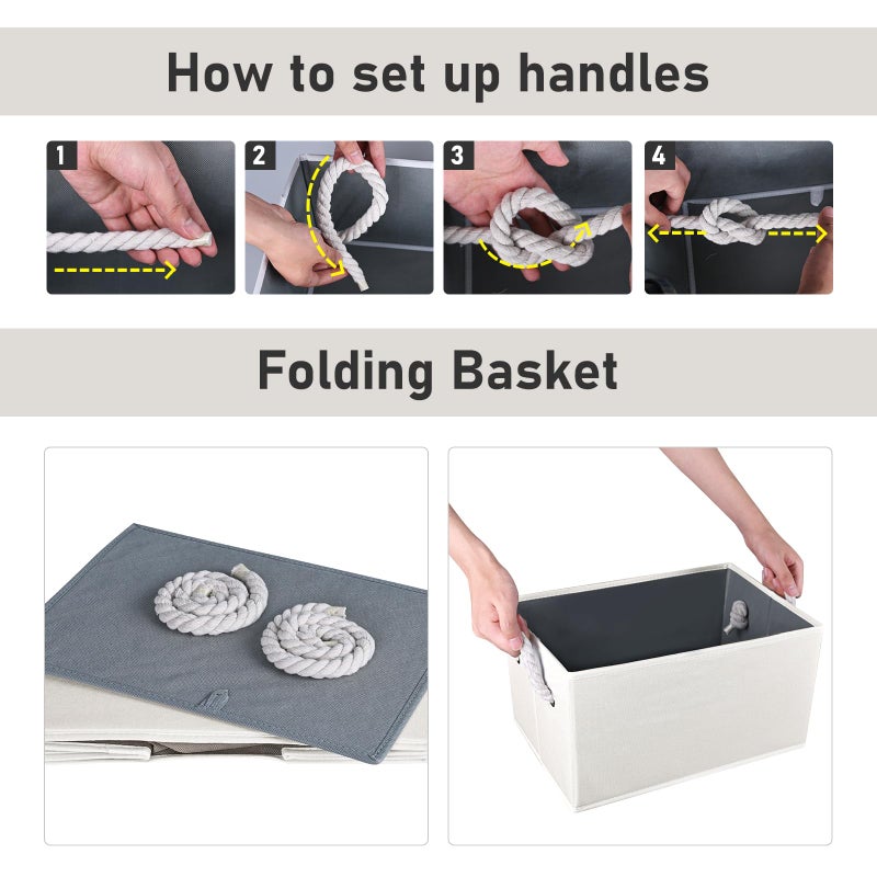 COYACOOL Closet Storage Bins, Linen Closet Organizers and Storage Basket for Shelves, Collapsible Shelf Baskets for Organizing Shelves, Bedroom Clothes Basket, Beige, 3 Pack - Image 3