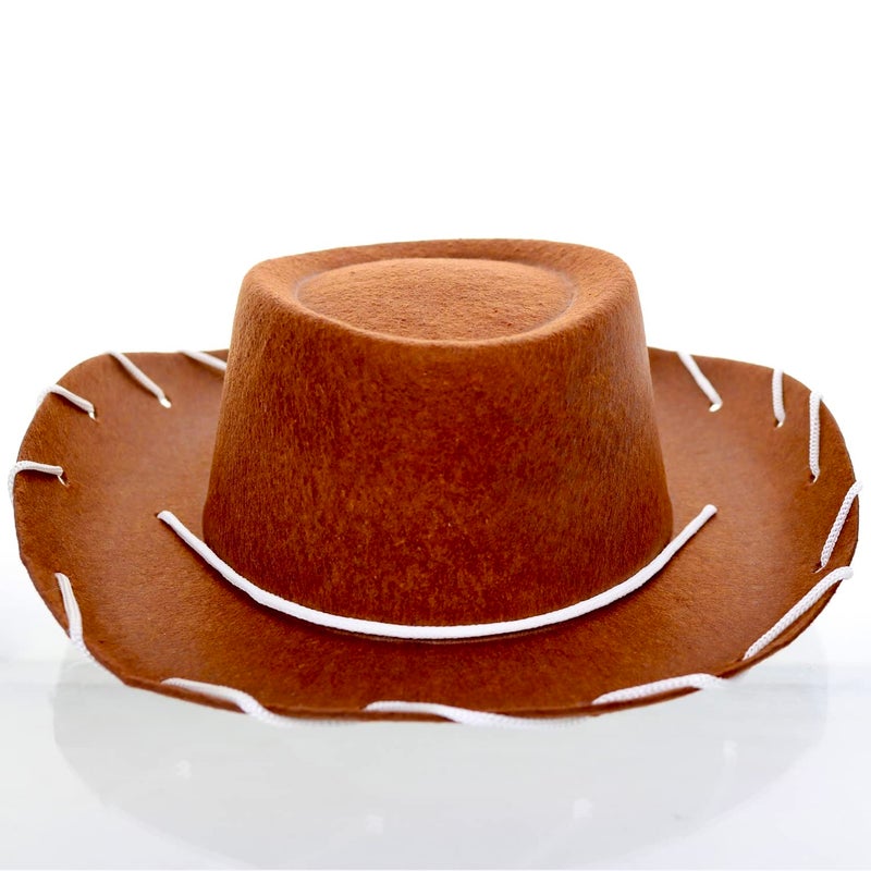 GiftExpress Child Brown Felt Cowboy Hat with Chin Strap - Cowgirl Costume Accessory for USA Western Rodeo Theme Party & Pretend Play - Young Boy & Girls, Kid Size - Image 2