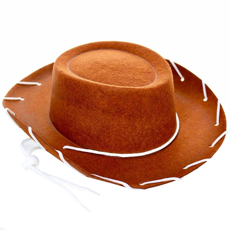 GiftExpress Child Brown Felt Cowboy Hat with Chin Strap - Cowgirl Costume Accessory for USA Western Rodeo Theme Party & Pretend Play - Young Boy & Girls, Kid Size - Image 1